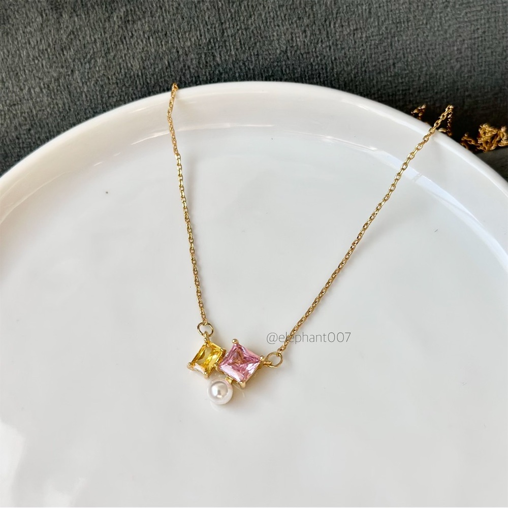 Kate Spade Gold Necklace with Pink and Yellow Gems - Picture 3 of 3